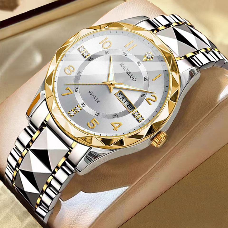 Business-Armbanduhr mit Dual-Kalender und Leuchtzeiger | LuxeStyle