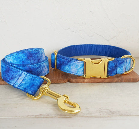 Hundehalsband-Set Blauer Achat
