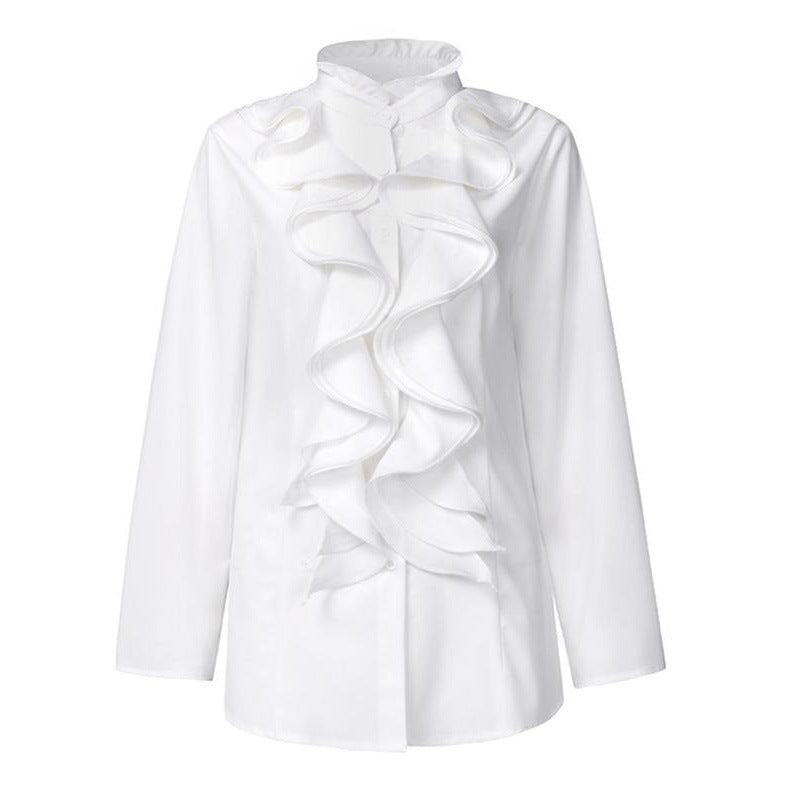 Damen Rüschen-Shirt mit Knöpfen – Bild 2 | LuxeStyle