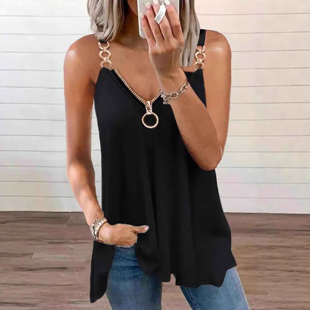 Ärmelloses Camisole mit V-Ausschnitt und Reissverschluss
