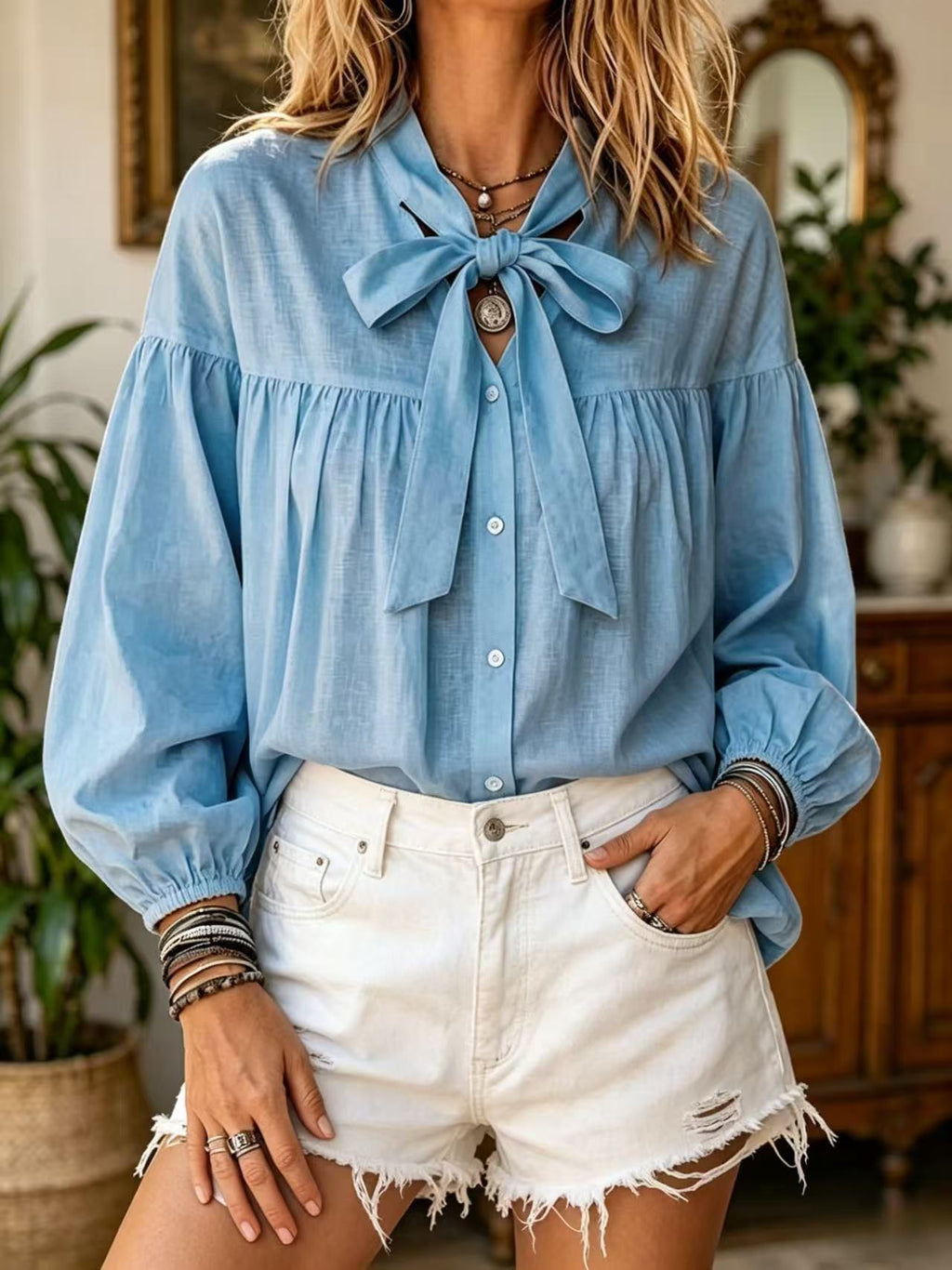 Puffärmelige Bluse
