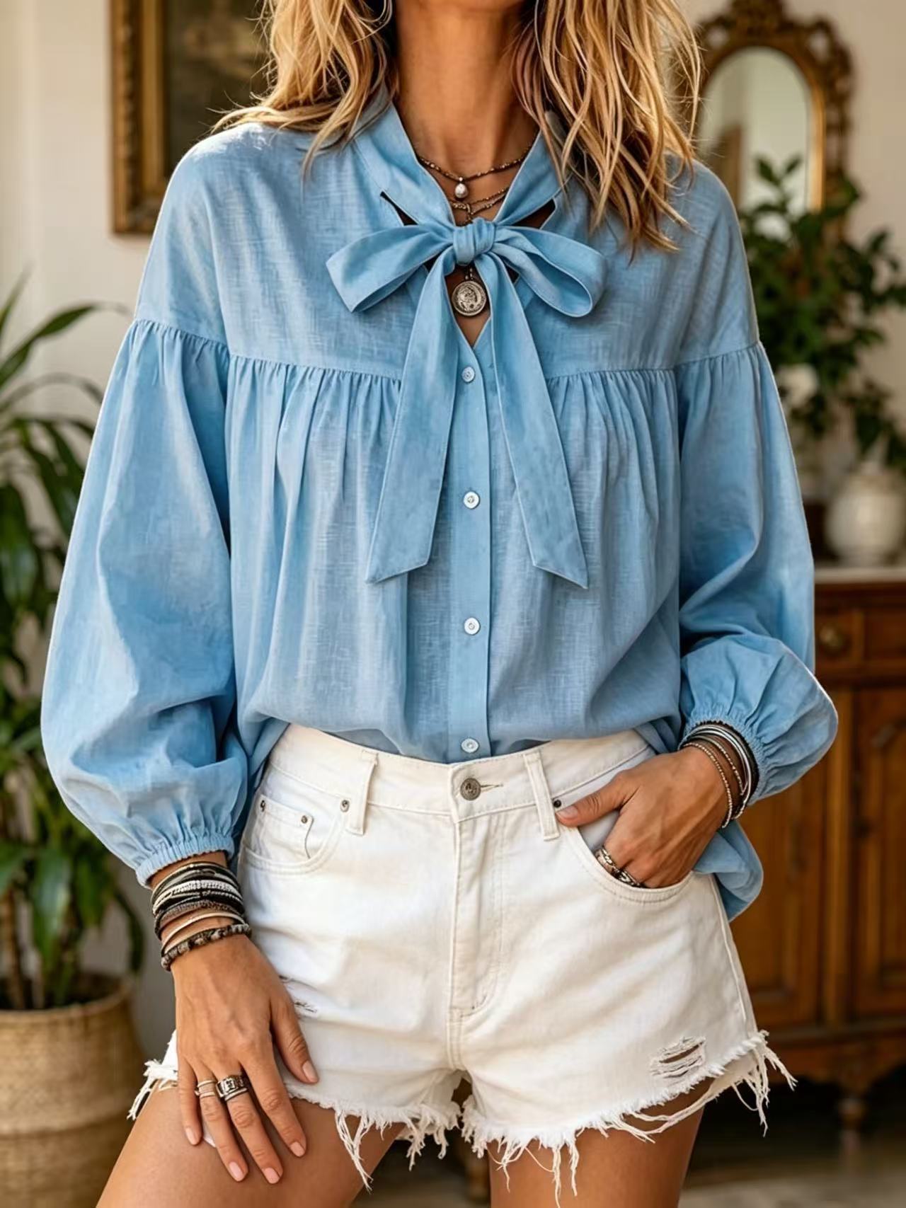 Puffärmelige Bluse
