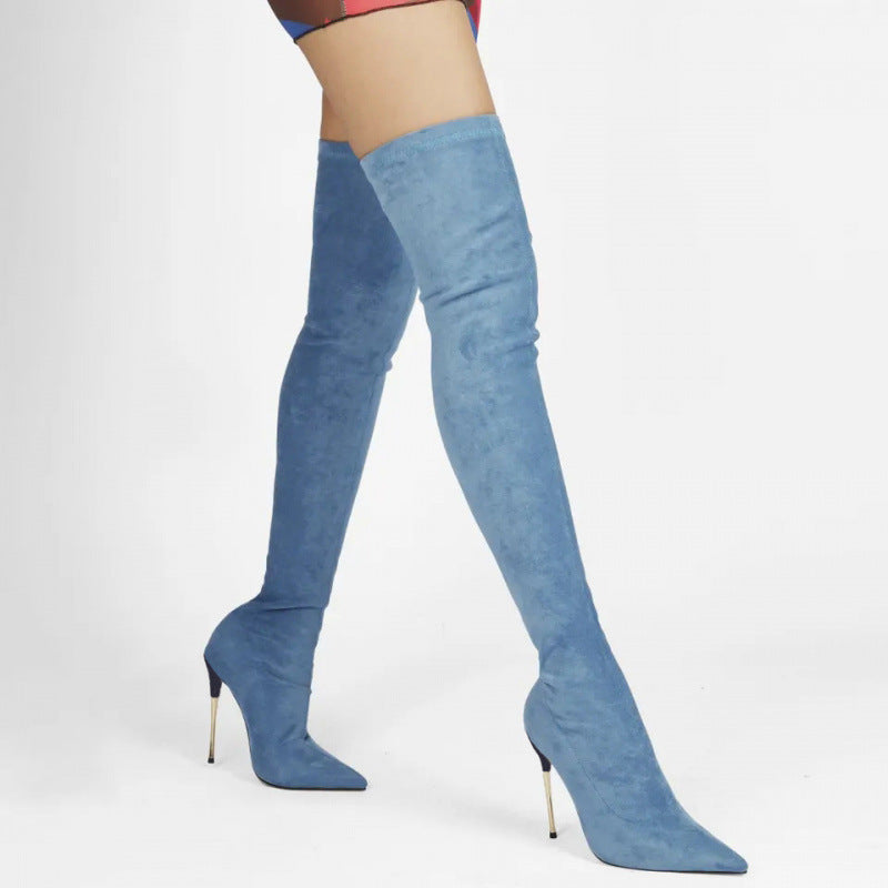 Overknee-Stiefel aus Wildlederimitat