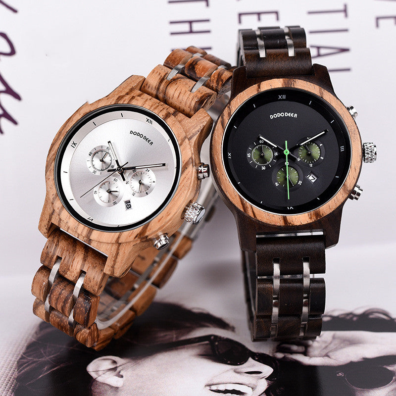 Armbanduhr aus Holz mit Chronograph und Kalender – Bild 3 | LuxeStyle
