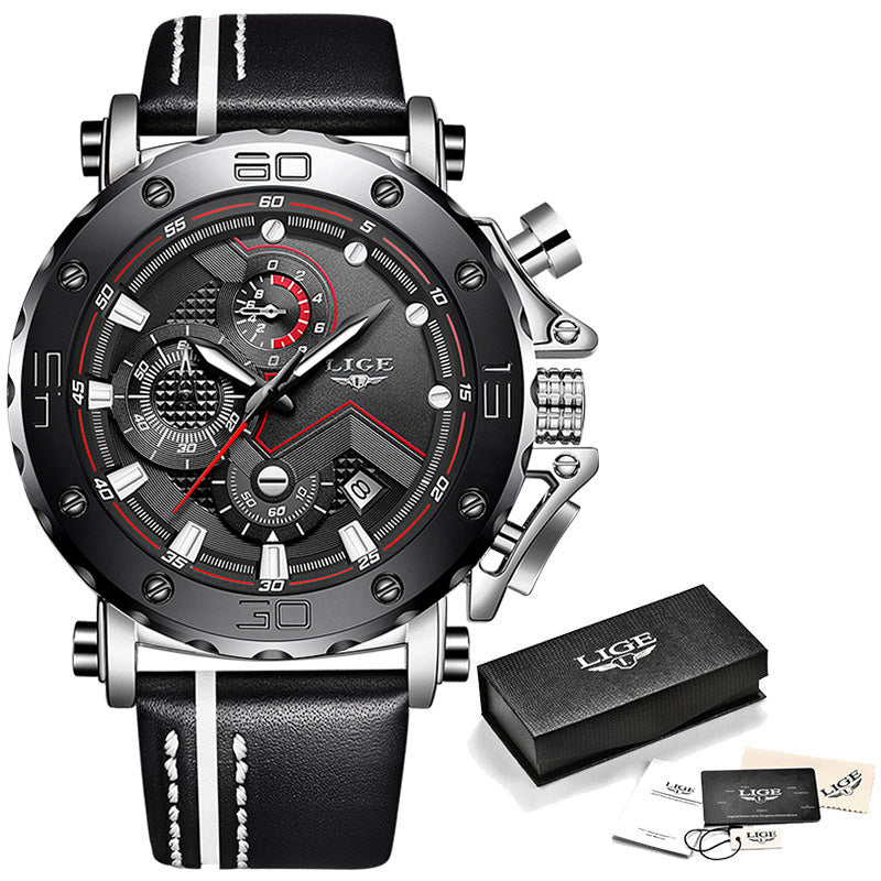 Quarz-Chronograph mit Lederarmband – Bild 5 | LuxeStyle