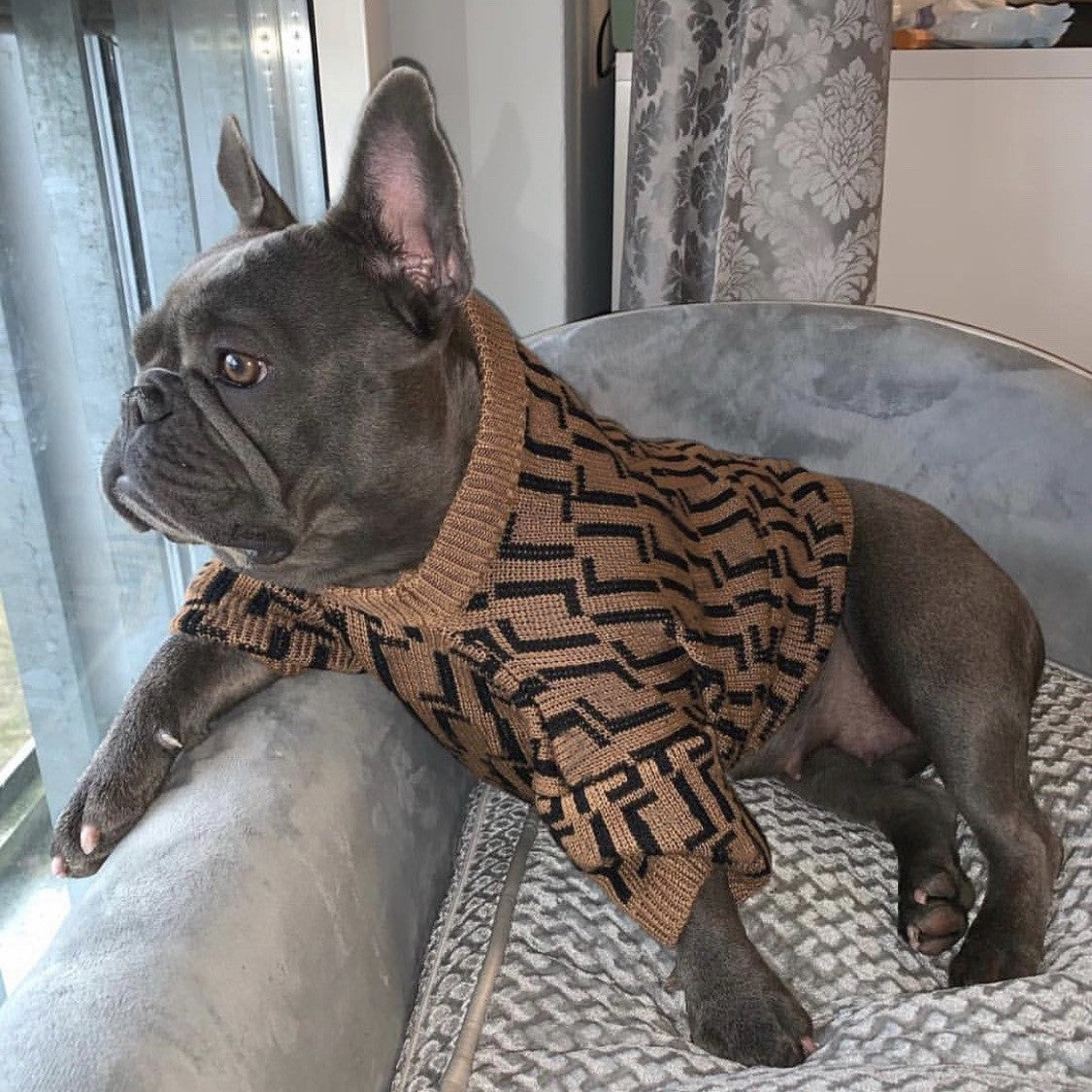 Lederpuppensweater Braun, Medium/Large – Bild 5 | LuxeStyle