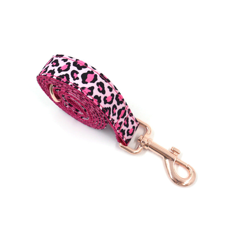 Leopardenmuster Roségold Halsband mit Leine & Schleife | LuxeStyle