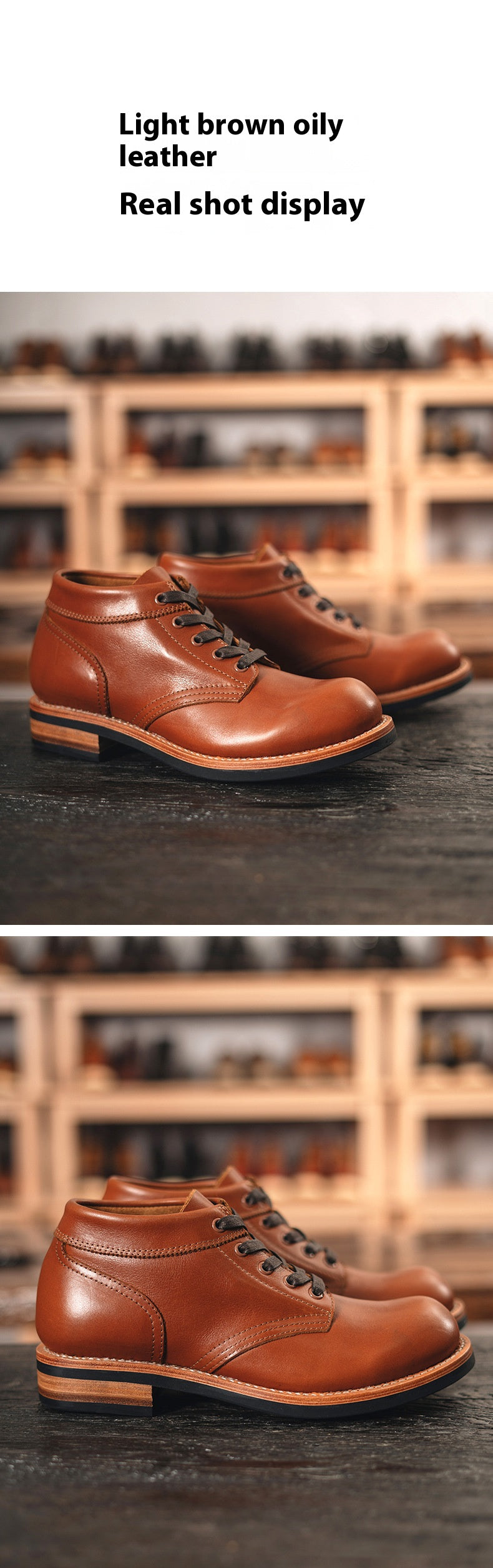 Leder-Sneaker mit runder Kappe
