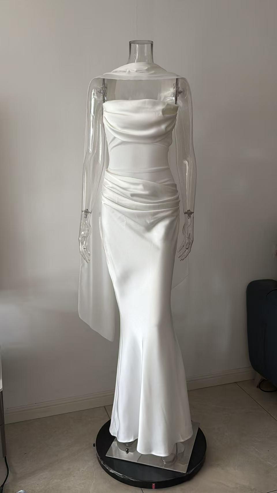 Trägerloses Maxi-Kleid mit Mesh – Bild 11 | LuxeStyle