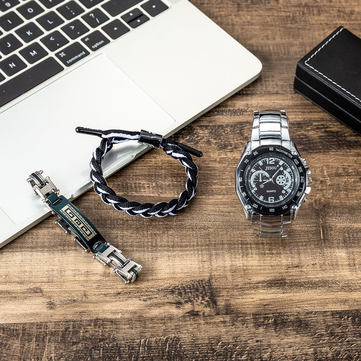 Herren Quarz-Uhr mit Stahlband und Armband-Set – Bild 2 | LuxeStyle