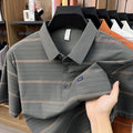 Sommer Streifen-Weitgeschnittenes Kragen T-Shirt Herren