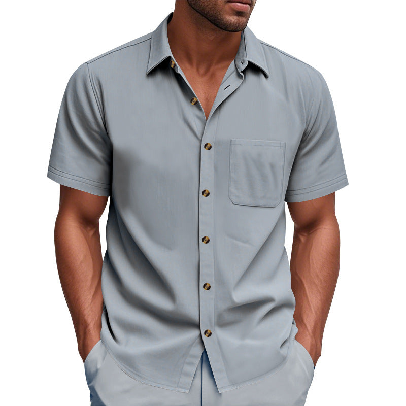 Herren Kurzarmhemd – Einfarbig, Slim Fit