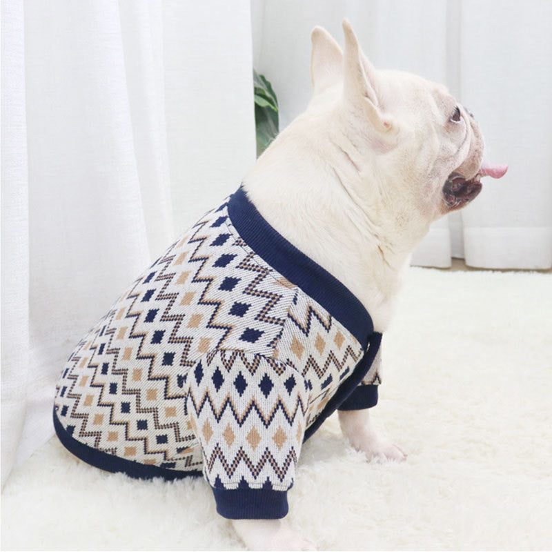 Strickpullover für Hund – navyblau – Bild 4 | LuxeStyle