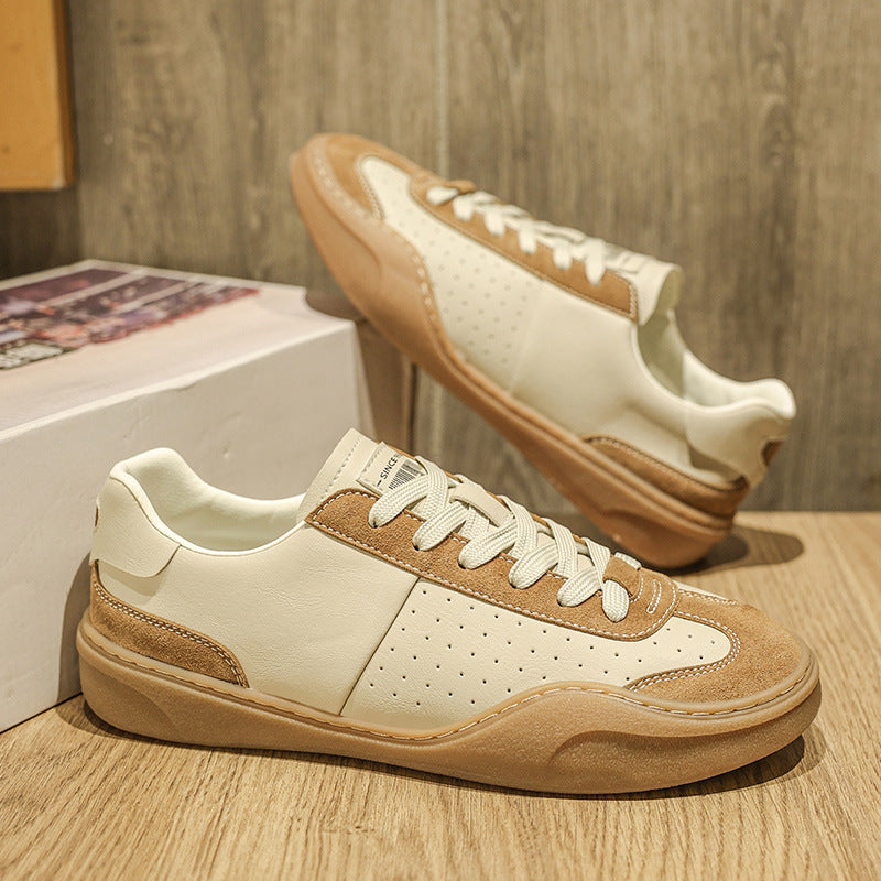 Leder-Plateau-Sneaker mit Kontrastnaht