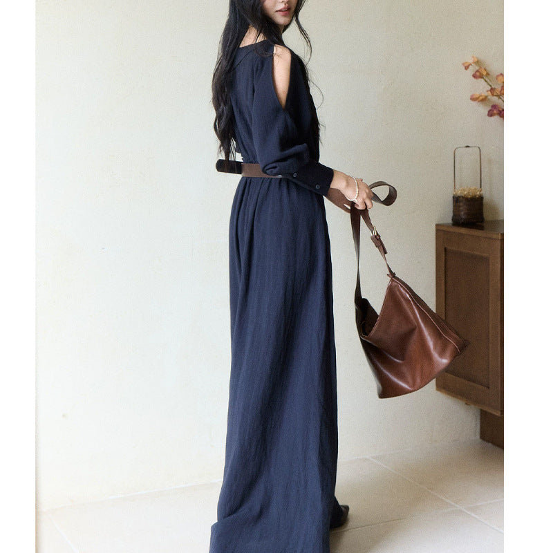 Navy-blauer Drapierter Maxi-Rock – Bild 7 | LuxeStyle