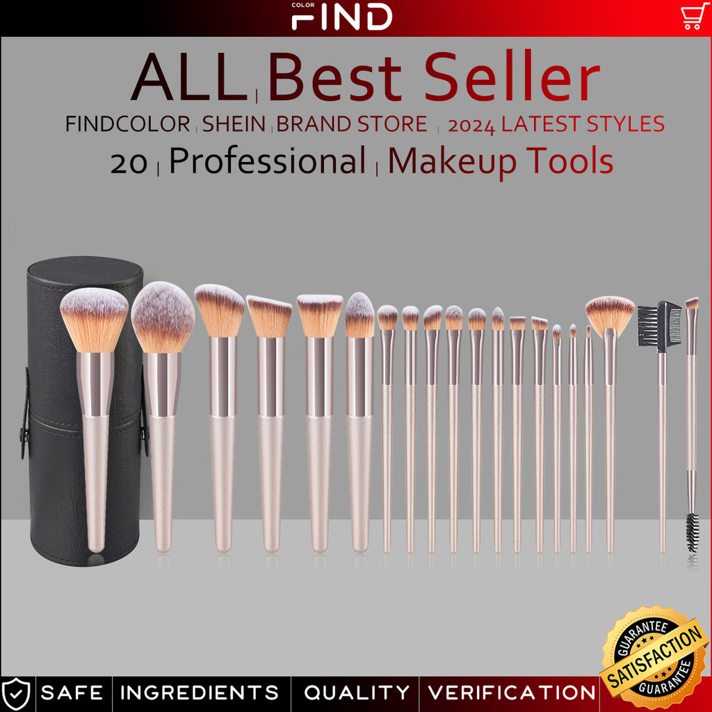 20-teiliges Make-up Pinselset Champagner