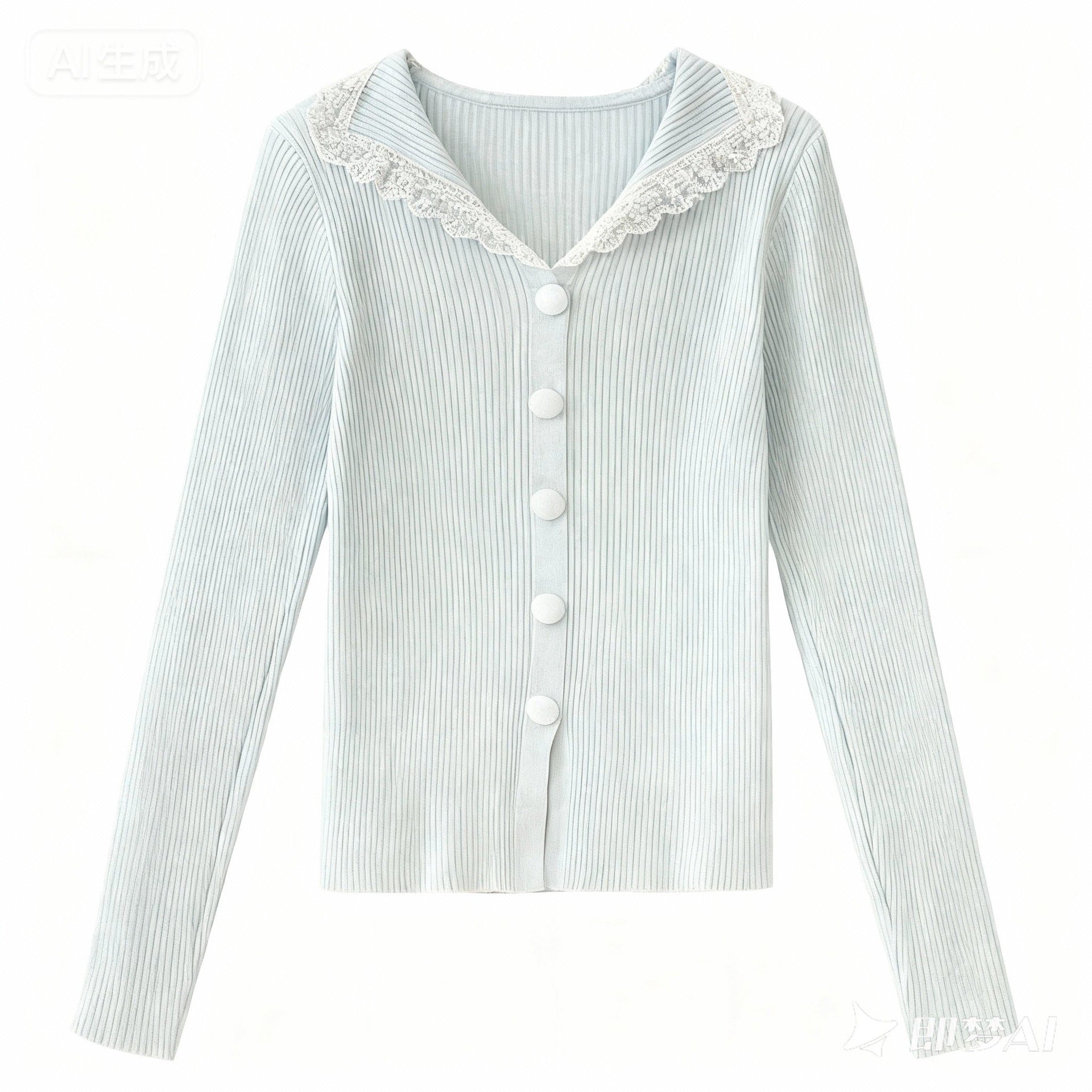 Spitzen-Strickpullover mit Puppenkragen