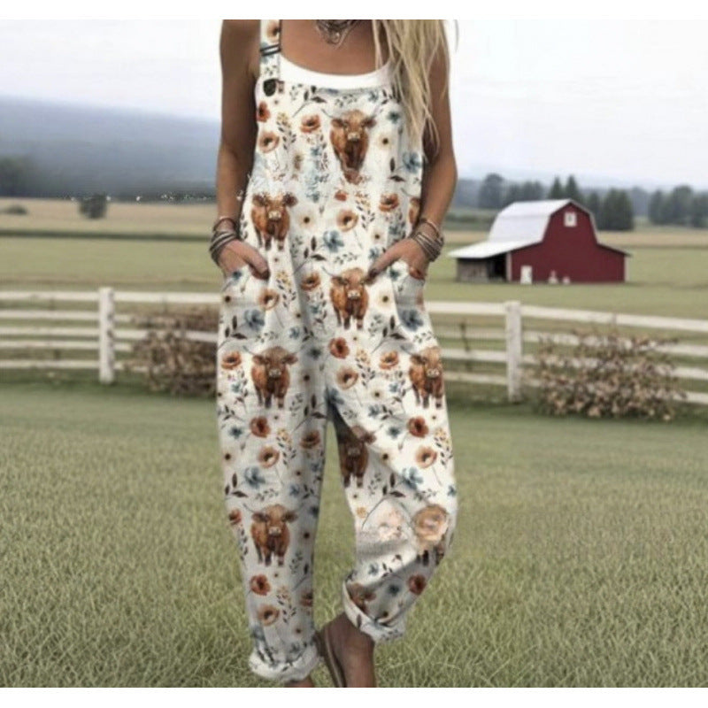 Jumpsuit mit Hosenträgern und Digitaldruck – Bild 1 | LuxeStyle