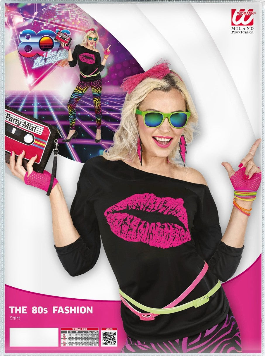 Shirt 80er Jahre Lippe pink · Gr. L/XL