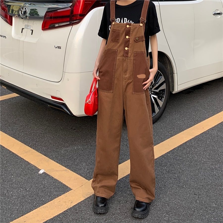 Braune Denim-Overalls