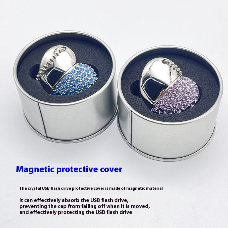 Herzförmiger USB-Stick mit Strass-Besatz