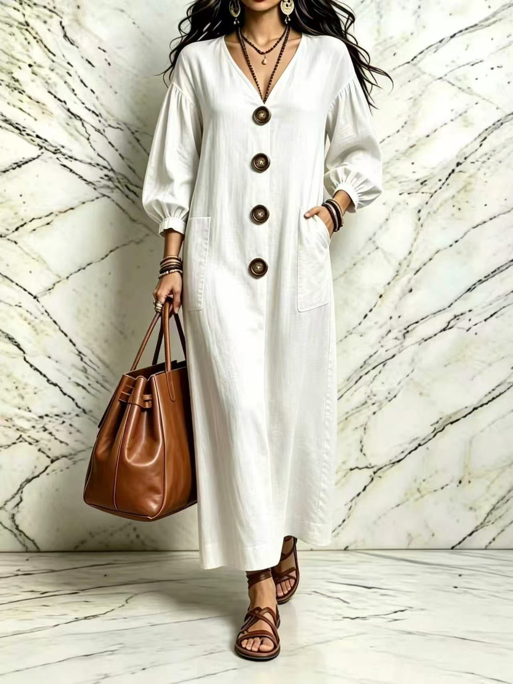 Elegantes Damenkleid mit geometrischem Muster