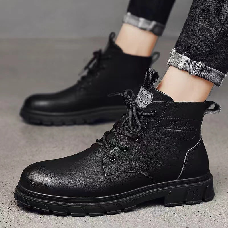 Schwarze Leder High-Top Martin Boots