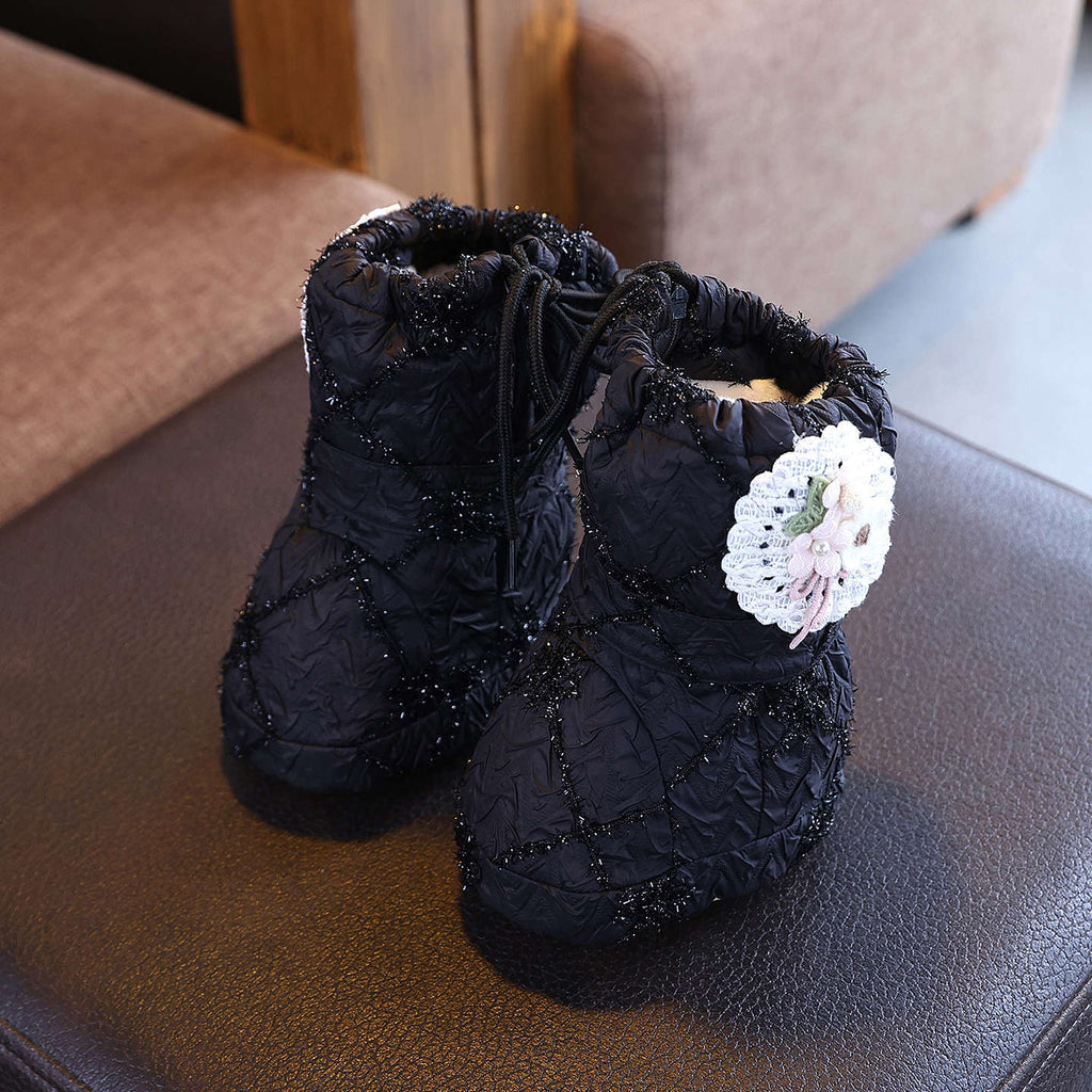 Dicke High-Top Babyschuhe aus Baumwolle, schwarz – Bild 8 | LuxeStyle