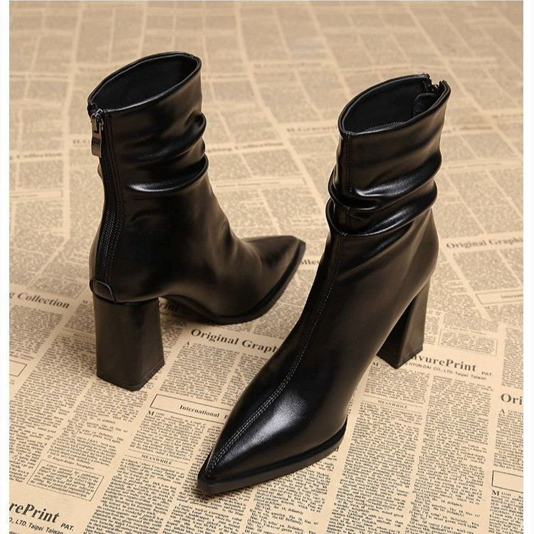 Warme Velours-Stiefel mit Absatz