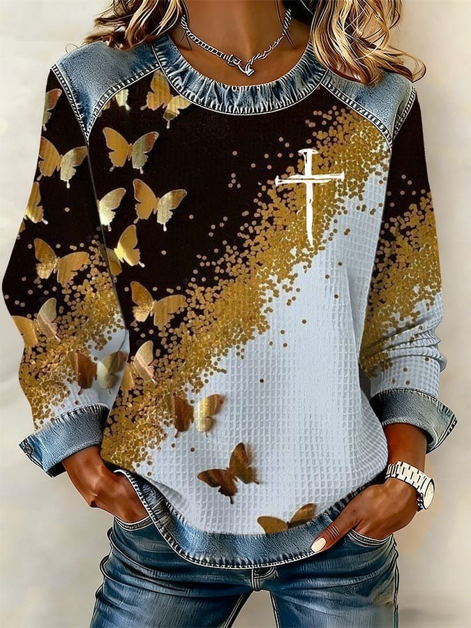 Retro-Pullover mit Druckmotiv