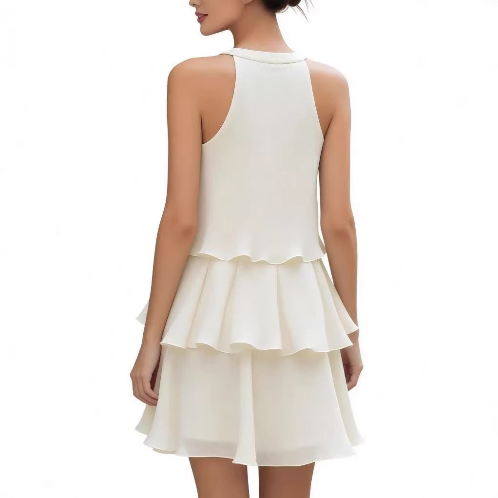 Ärmelloses gestuftes Chiffon-Minikleid | LuxeStyle