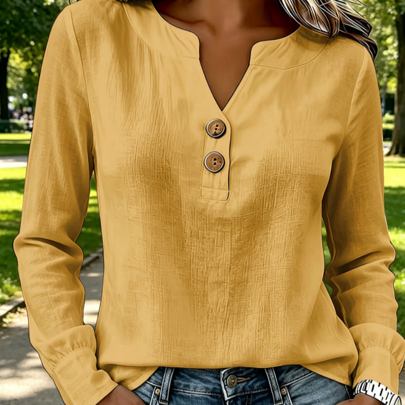 V-Ausschnitt Bluse mit Knöpfen – Bild 1 | LuxeStyle