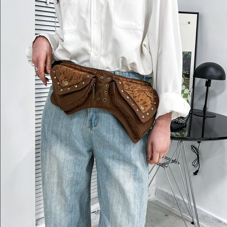 Vintage Hüfttasche Damen, strapslos aus Baumwolle
