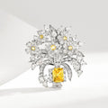 Blumige Kupferbrosche mit Gelbdiamant | LuxeStyle