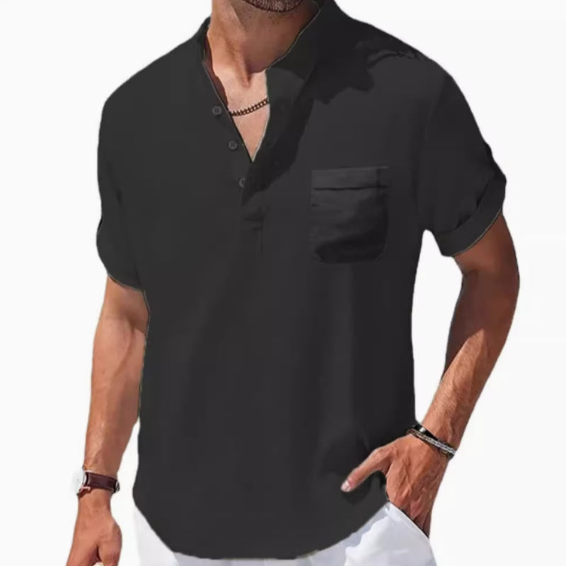 Lässiges T-Shirt mit Reverskragen und 3/4-Ärmeln – Bild 9 | LuxeStyle