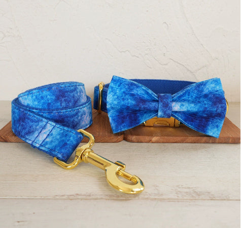 Hundehalsband-Set Blauer Achat