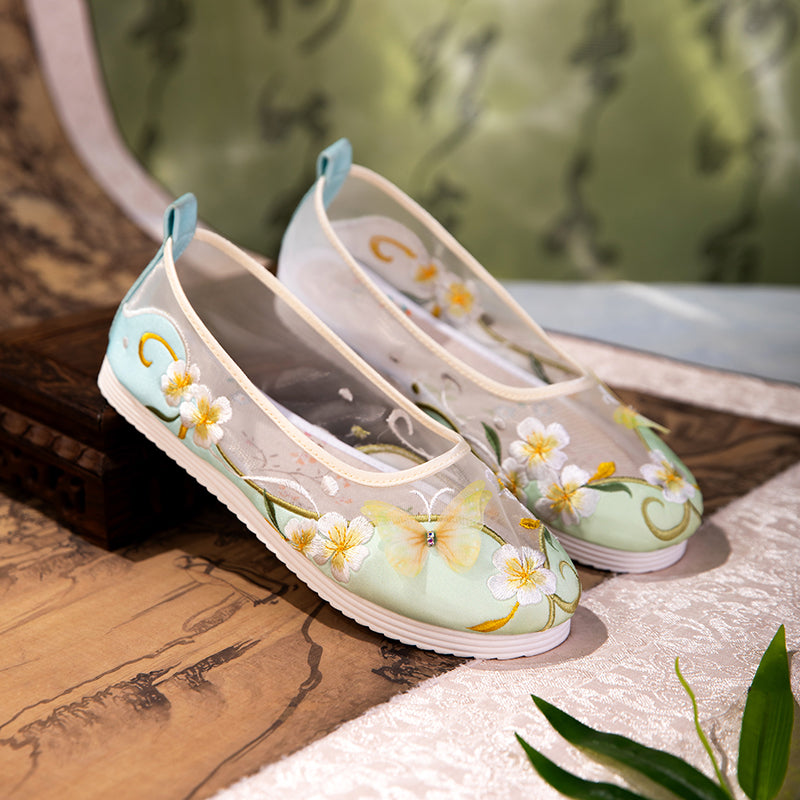 Atmungsaktive Mesh-Ballerinas mit Schmetterling