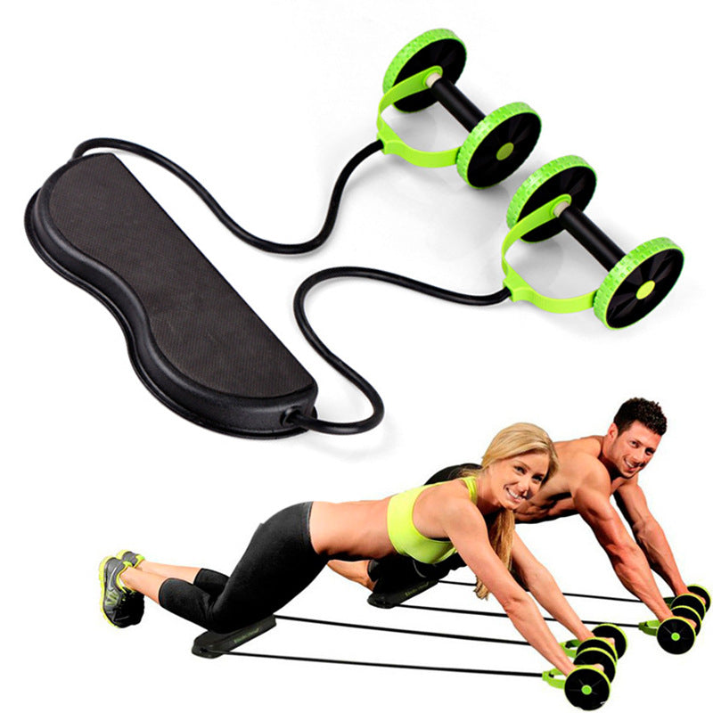 Bauchtrainer mit Doppelrad und Zugseil | LuxeStyle