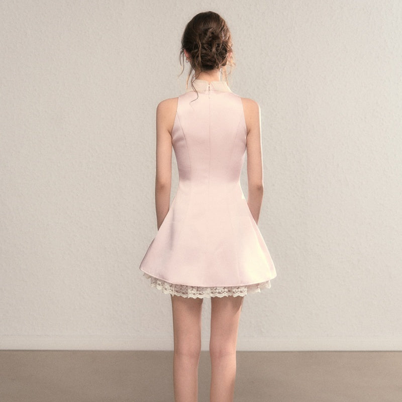 Rosa A-Linien-Partykleid mit hohem Taillenbundundund | LuxeStyle