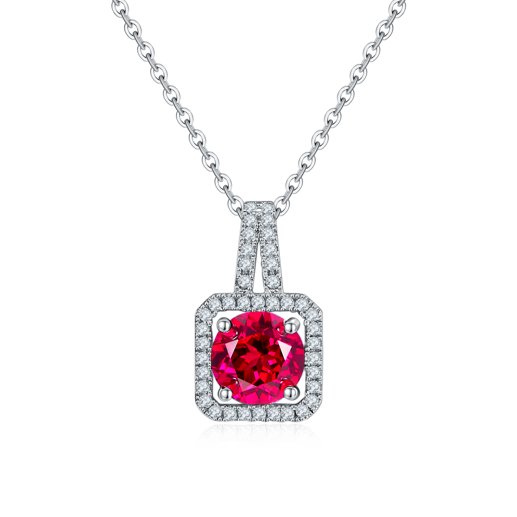 LuxeStyle Edelstein-Anhänger «Rubin & Smaragd» 2 ct · 925 Silber Halo – Bild 7 – LuxeStyle Schweiz