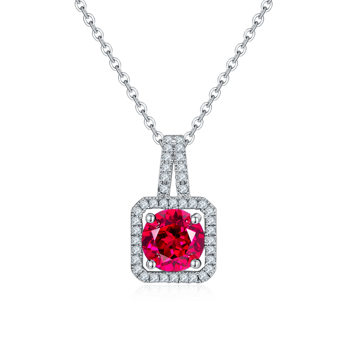LuxeStyle Edelstein-Anhänger «Rubin & Smaragd» 2 ct · 925 Silber Halo – Bild 7 – LuxeStyle Schweiz
