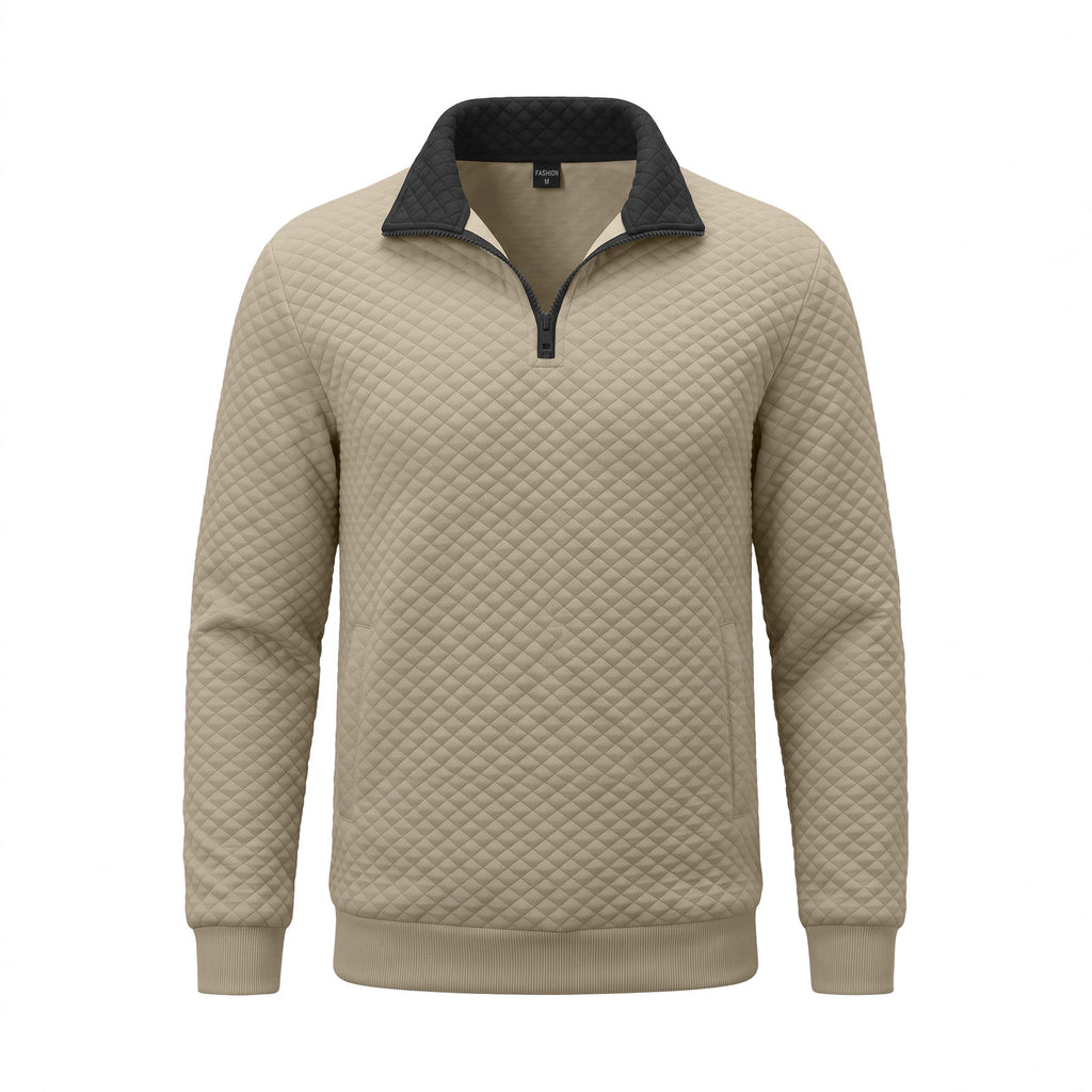 Herren Diamond-Check Half-Zip Sweatshirt