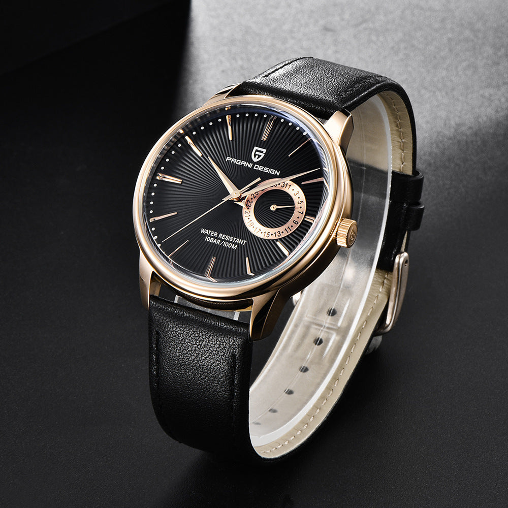 Armbanduhr mit Lederarmband, Edelstahlgehäuse | LuxeStyle