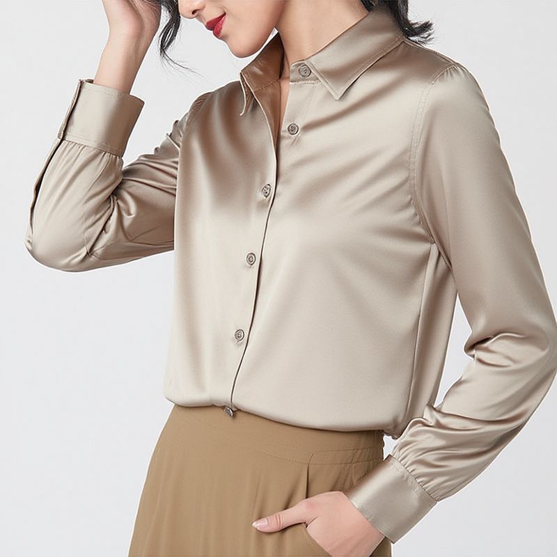 Slim-fit Seidentop mit Farbkontrast