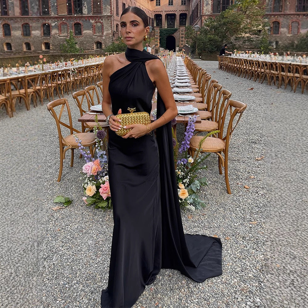 Satin Neckholder-Kleid im französischen Stil