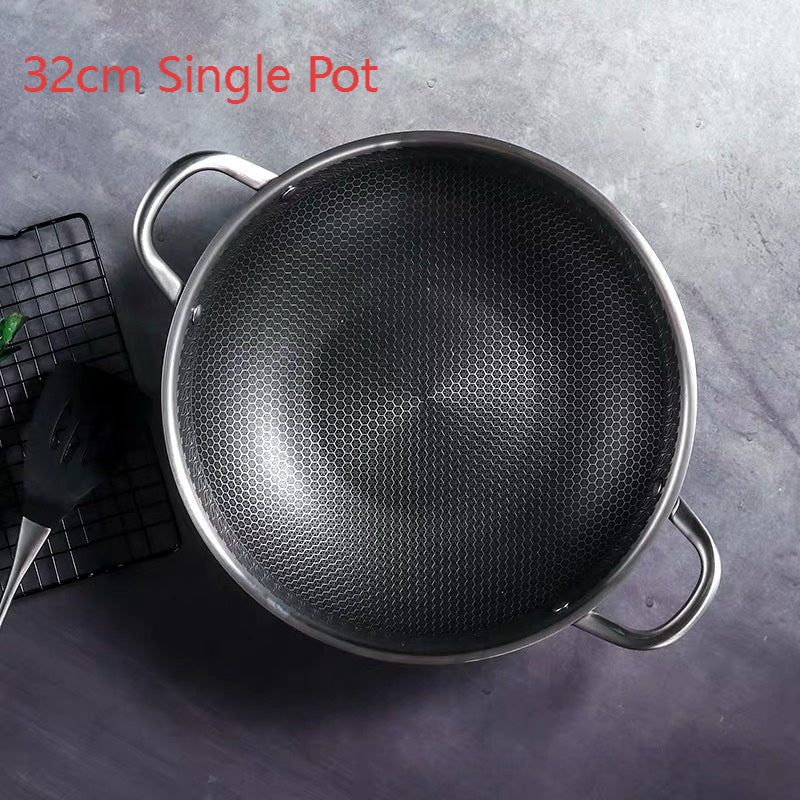 Wok aus 304 Edelstahl mit Wabenstruktur