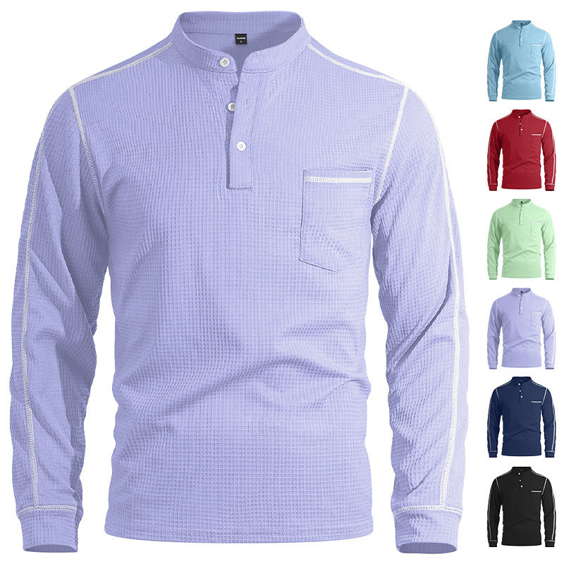 Herren-Henley «Waffle» · Waffelstrick, Langarm
