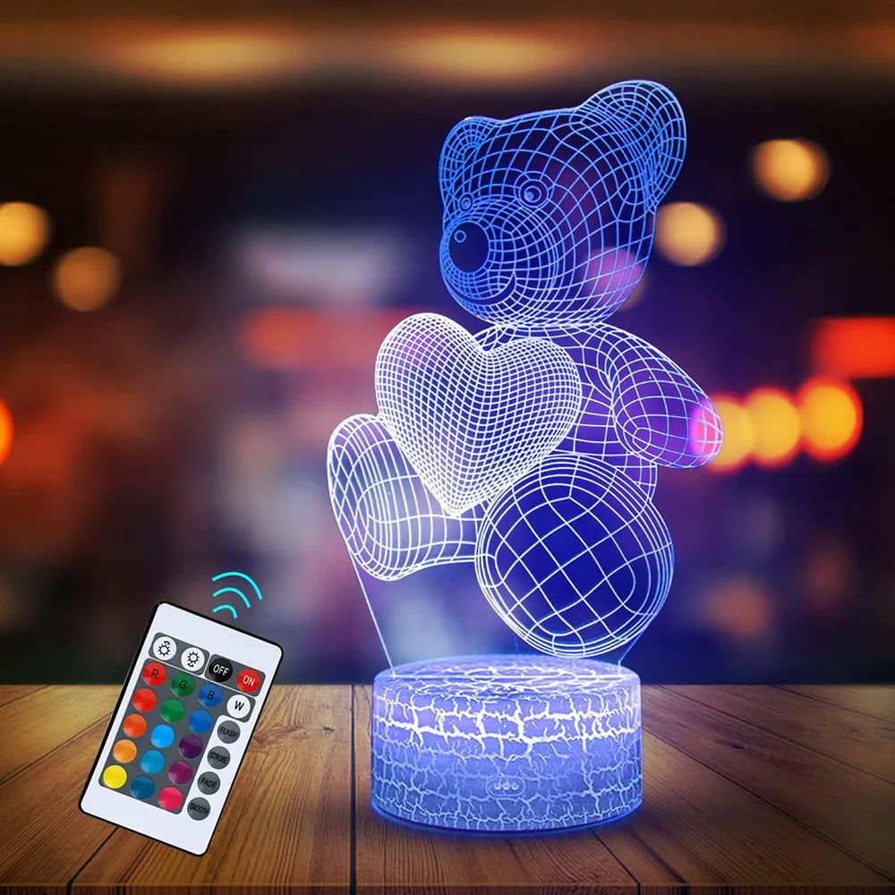 3D-Teddy-Nachtlampe mit Farbwechsel