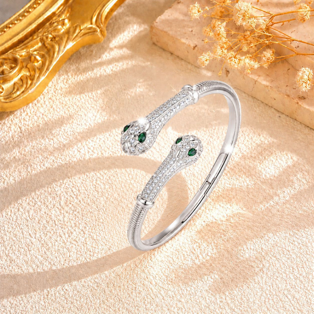 Doppelköpfiges Schlangen-Armband mit Diamanten