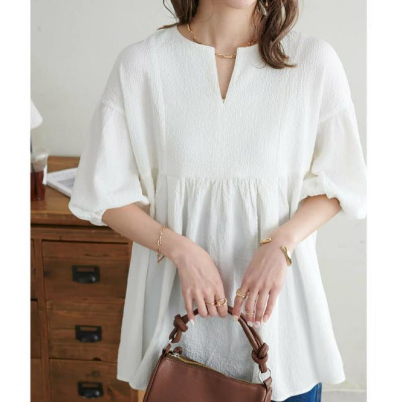 Elegantes Spitzen-Langarmshirt mit Puffärmeln